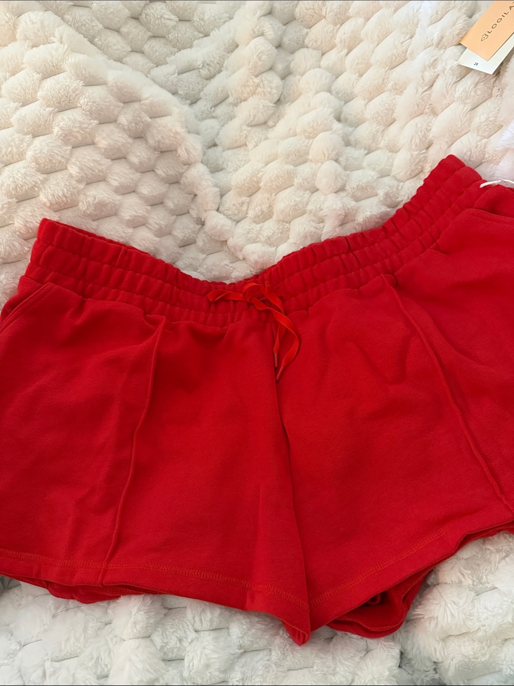 Blogilates Women’s Red Drawstring Marshmallow Dolphin Shorts